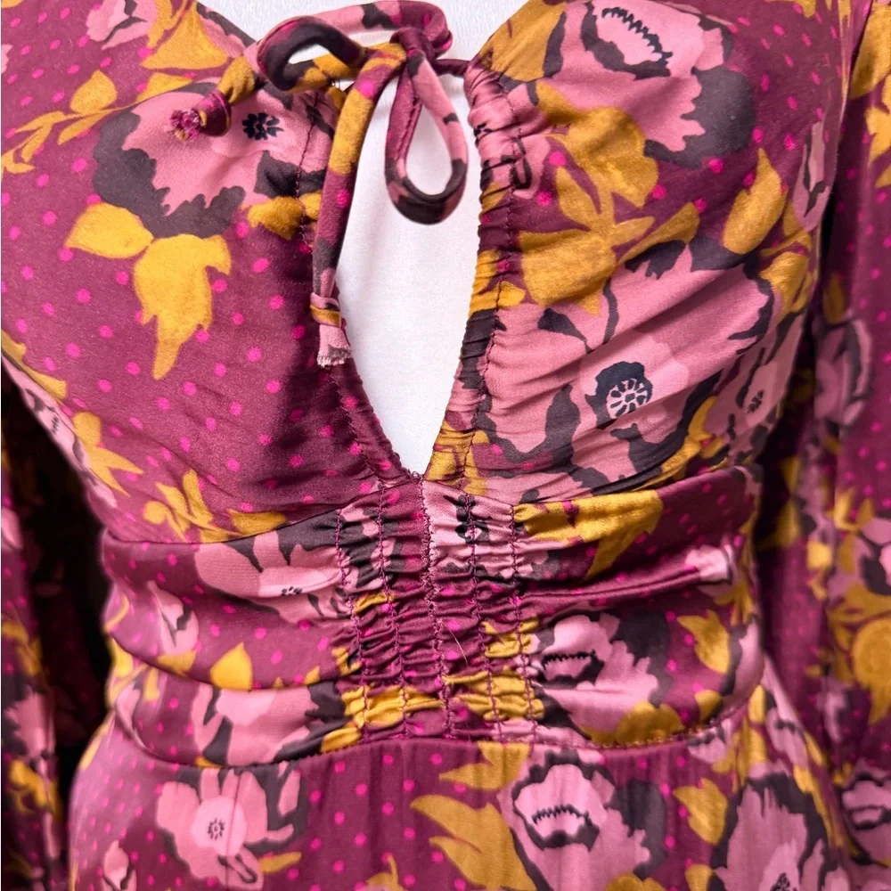 Free People Morning Floral Burgundy Mini Dress